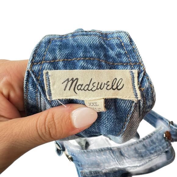 Madewell Adirondack Short Overalls in Dawkins Wash Denim 100% Cotton - Picture 12 of 14